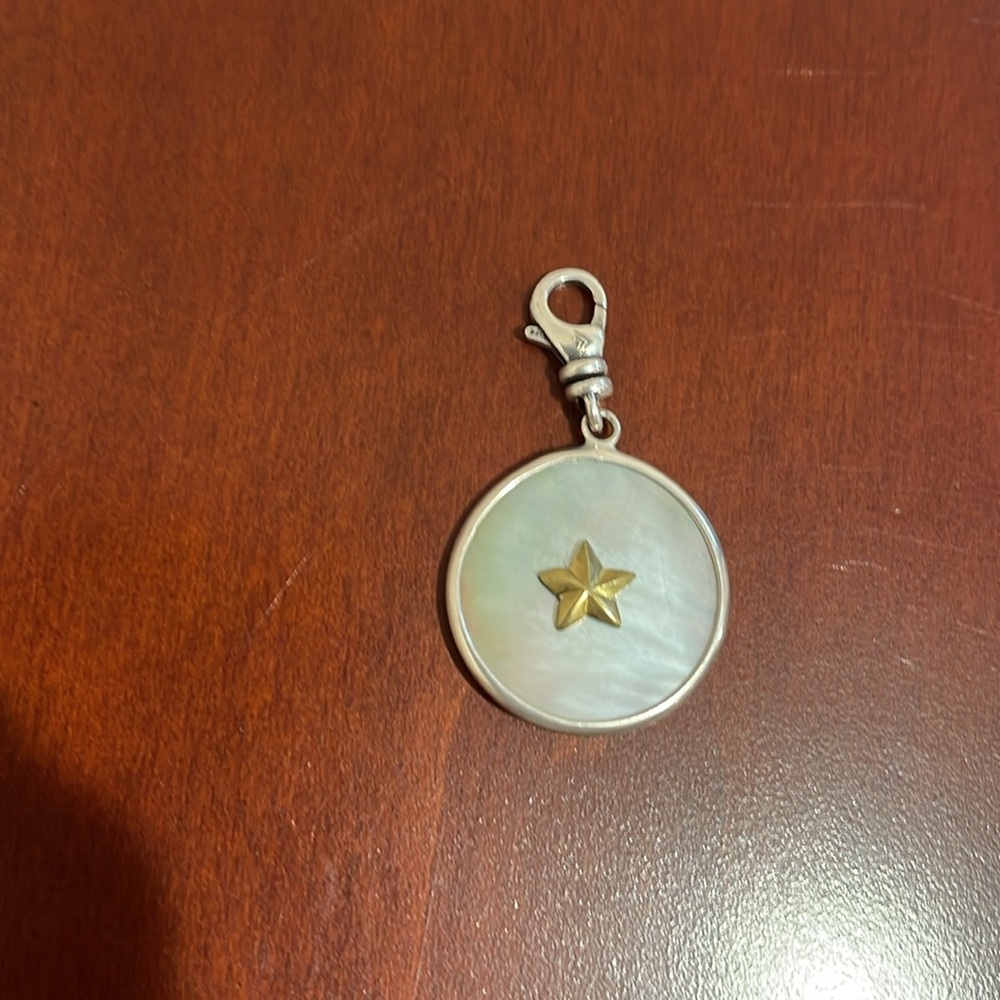Silpada Sterling and Shell Reversible Star Disc Charm